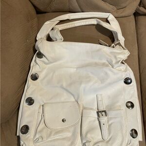 Elegant White Leather Tote Bag